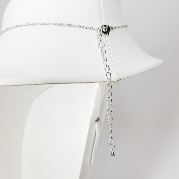 Two Tones Pear CZ by the yard Tassel Necklace - Picture 7 of 8